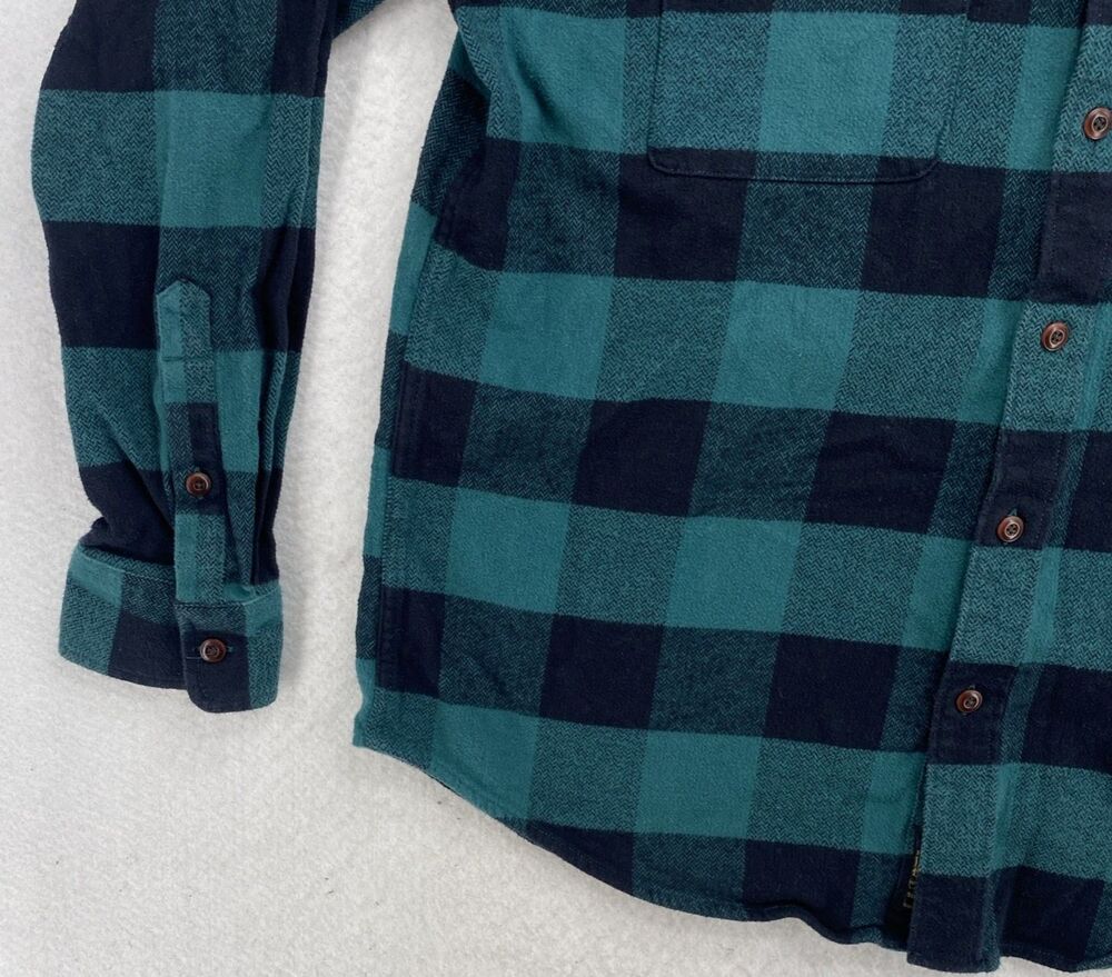 Lucky Brand Saturday Stretch Flannel Shirt Men's XL Green Buffalo Plaid Cotton - Picture 8 of 8